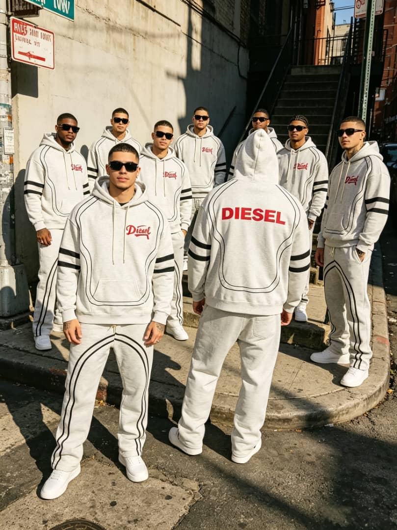 Contrast Stripe Outline Hoodie & Jogger Set