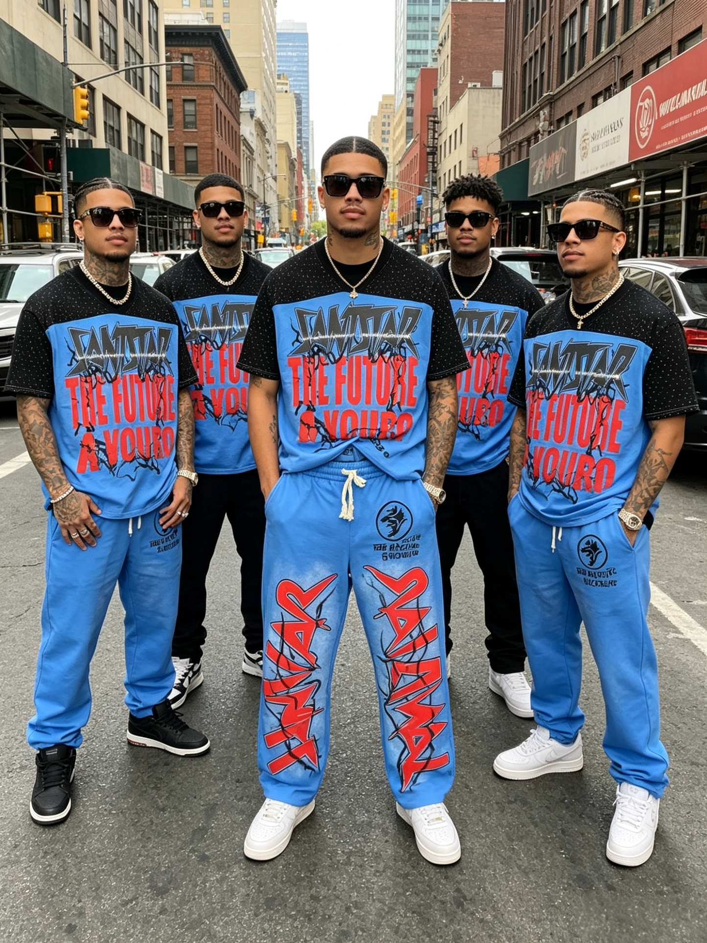 Men’s Wing Graphic V-Neck T-Shirt & Wide-Leg Pants Set