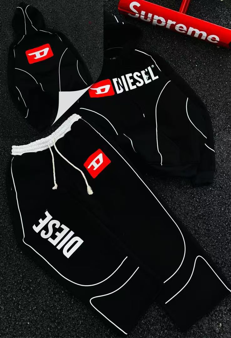 Contrast Piping Hoodie & Jogger Set
