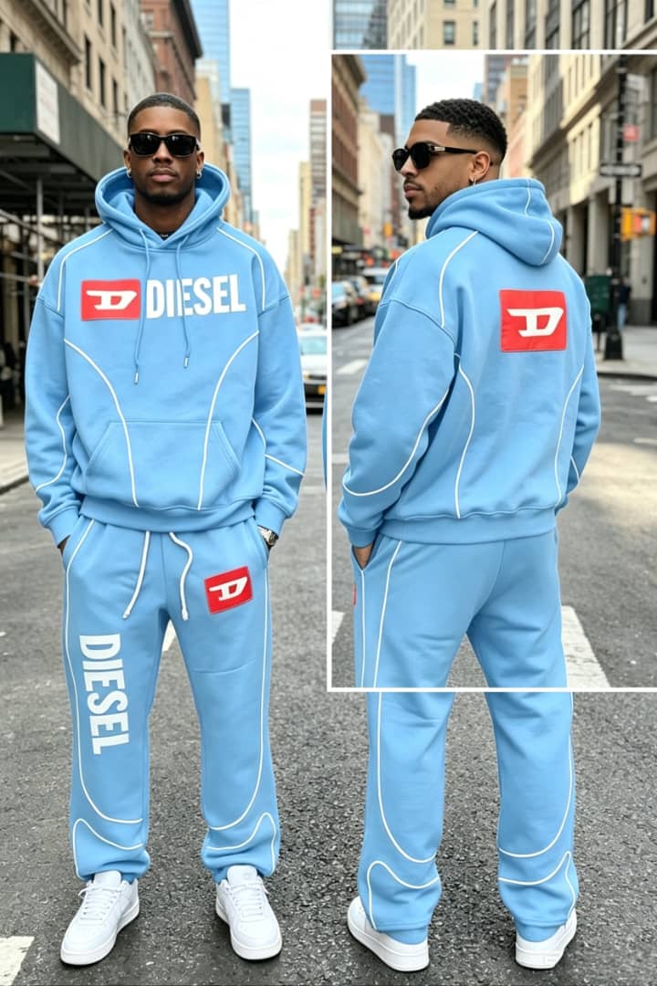 Contrast Piping Hoodie & Jogger Set