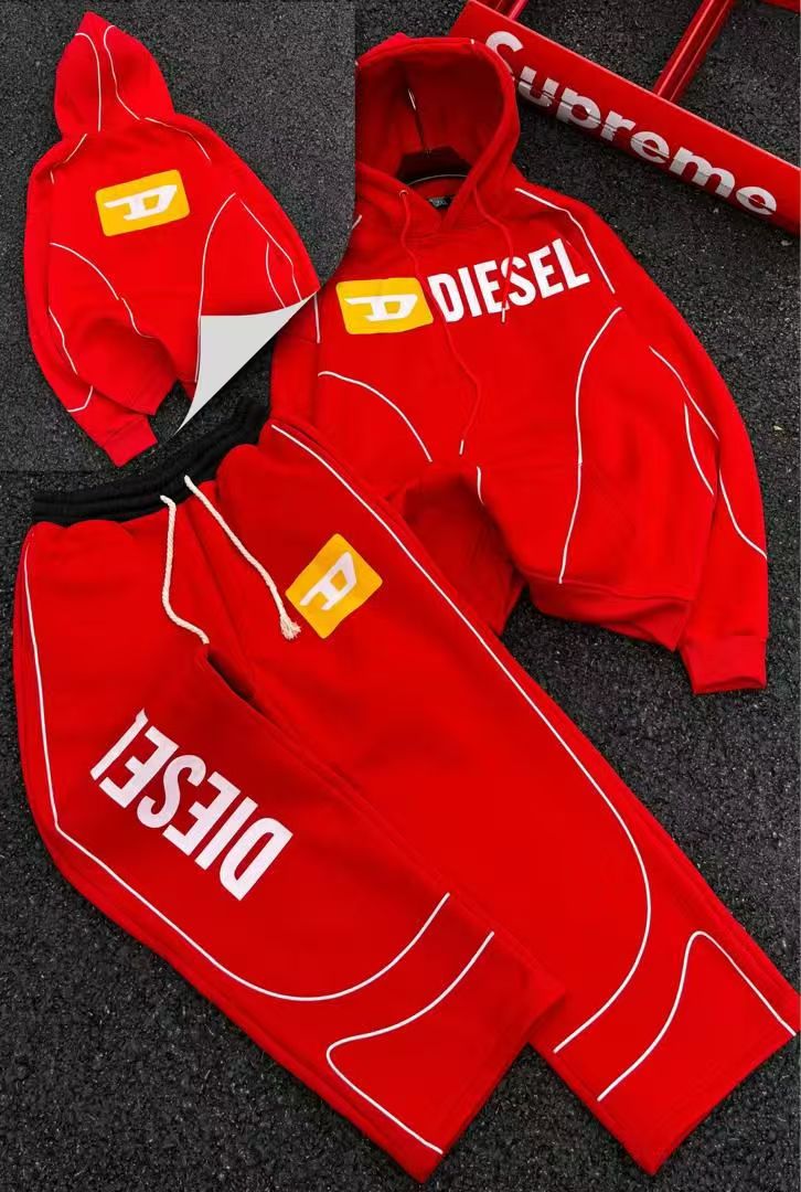Contrast Piping Hoodie & Jogger Set
