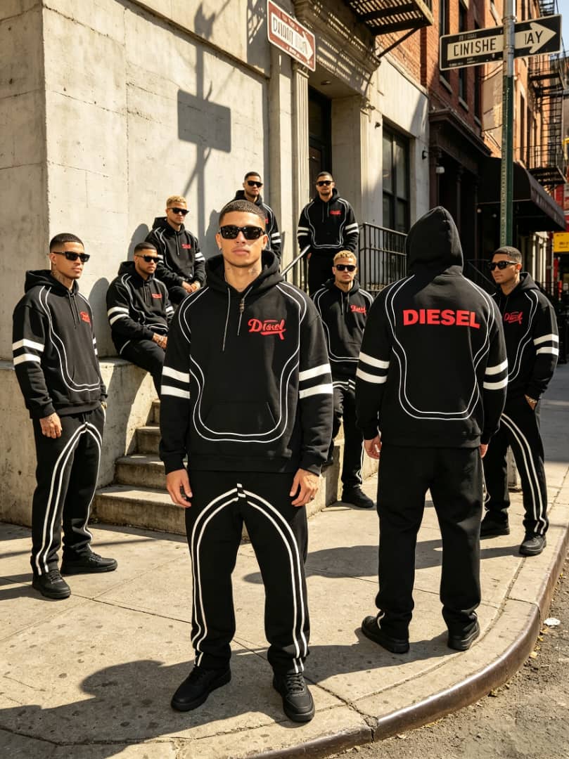 Contrast Stripe Outline Hoodie & Jogger Set