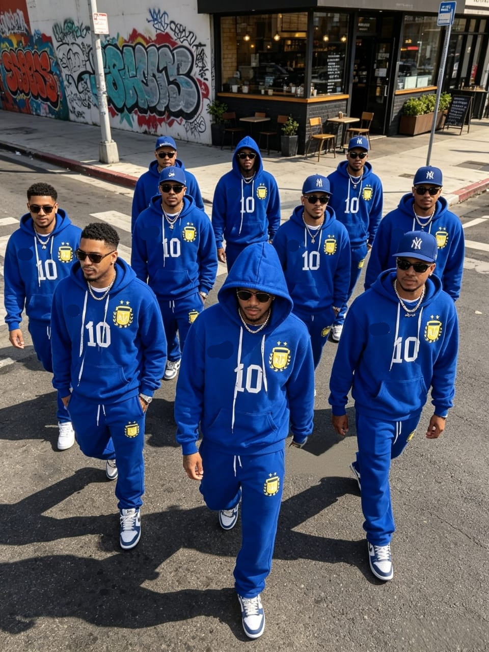 Men’s blue No. 10 graphic hoodie and jogger tracksuit set