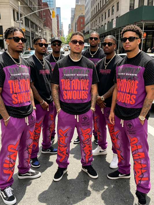 Men’s Wing Graphic V-Neck T-Shirt & Wide-Leg Pants Set