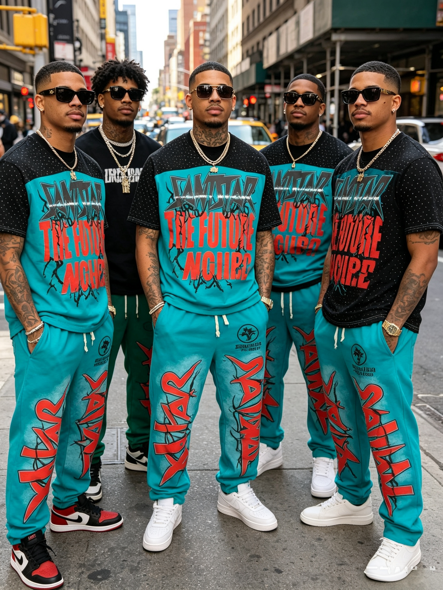 Men’s Wing Graphic V-Neck T-Shirt & Wide-Leg Pants Set