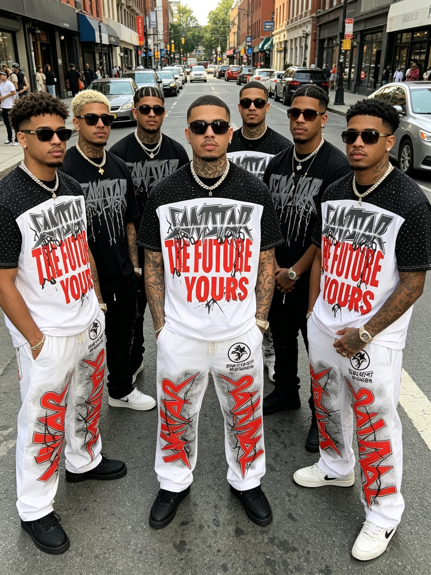 Men’s Wing Graphic V-Neck T-Shirt & Wide-Leg Pants Set